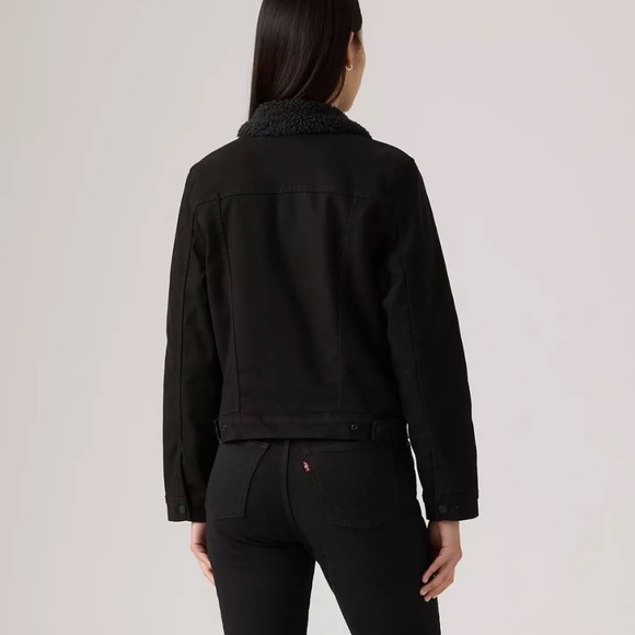 Levi's Original Sherpa Trucker Jacket Original Sherpa Trucker Jacket Black Denim - Picture 4 of 12